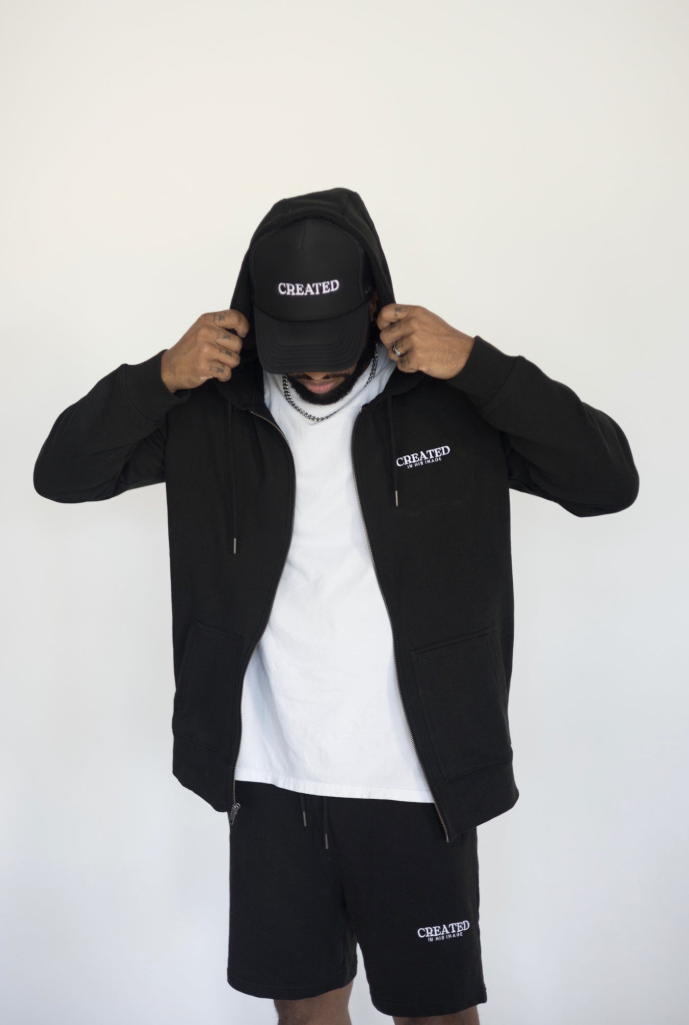 'CREATED IN HIS IMAGE' midnight zip up hoodie