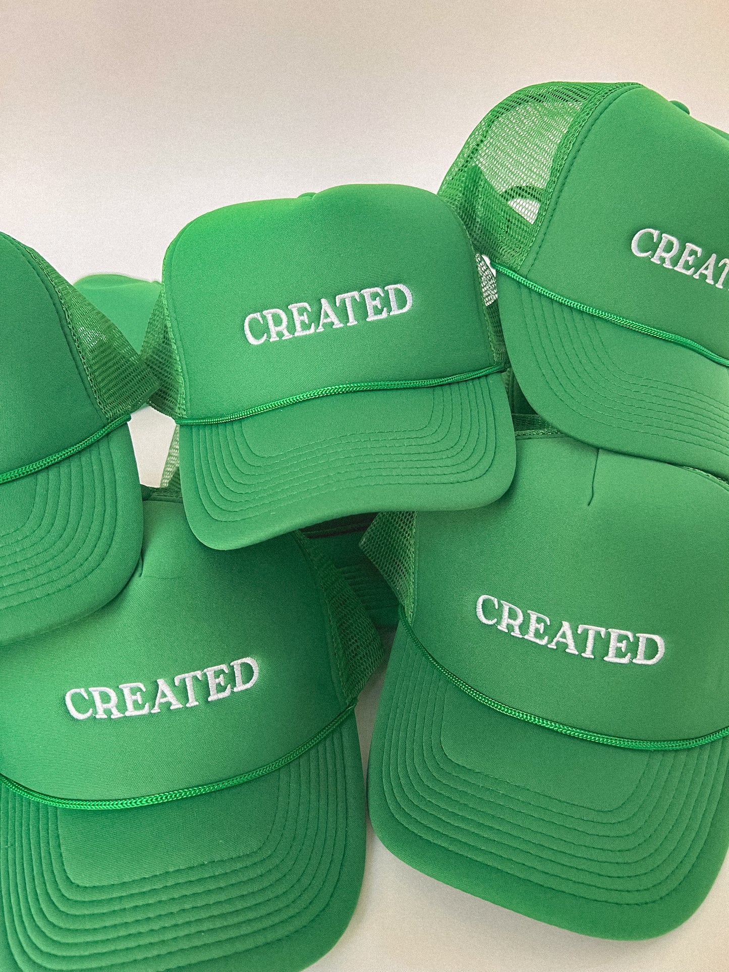 'CREATED' trucker hat - cadmium green