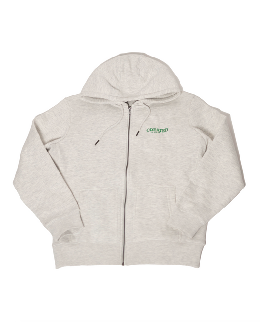 'CREATED IN HIS IMAGE' ash heather grey zip up hoodie