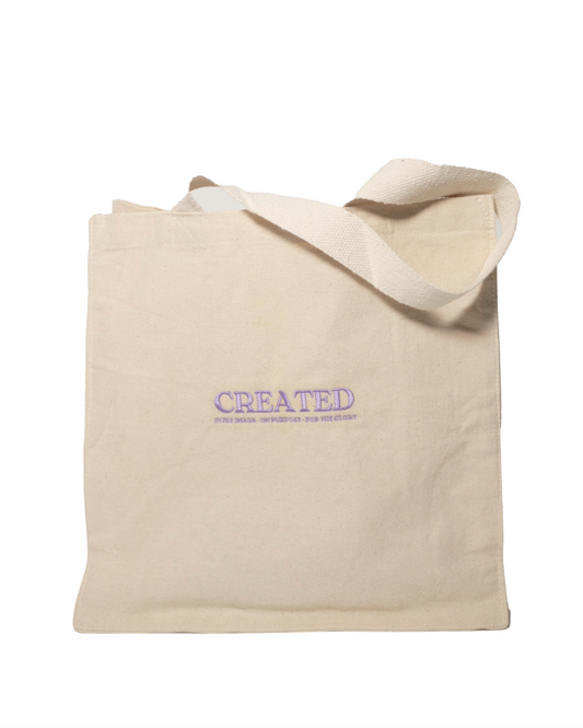'CREATED' canvas tote bag
